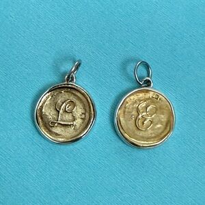 RESERVED.  Waxing Poetic ‘E’ and ‘L’ Sterling silver and brass Initial charms